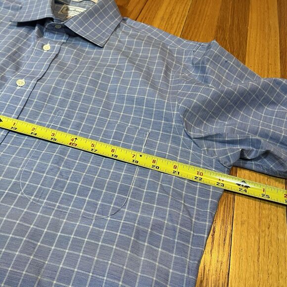 Burberrys Of London Shirt Mens 16-32 Blue Check Striped Vintage Made In USA - Picture 3 of 9